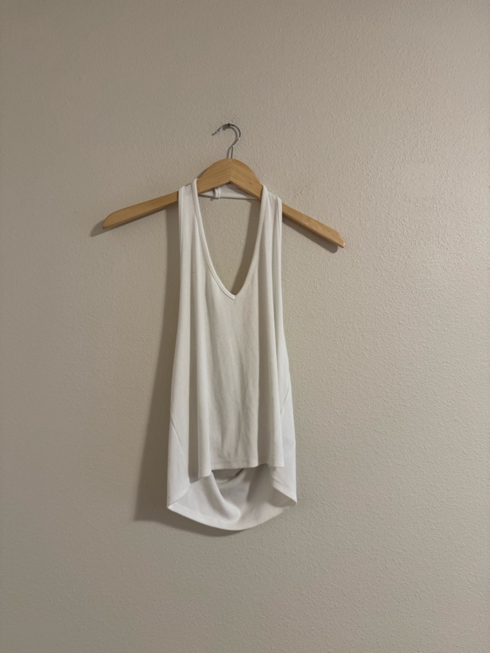 American Eagle Outfitters White V-Neck High-Low Tank